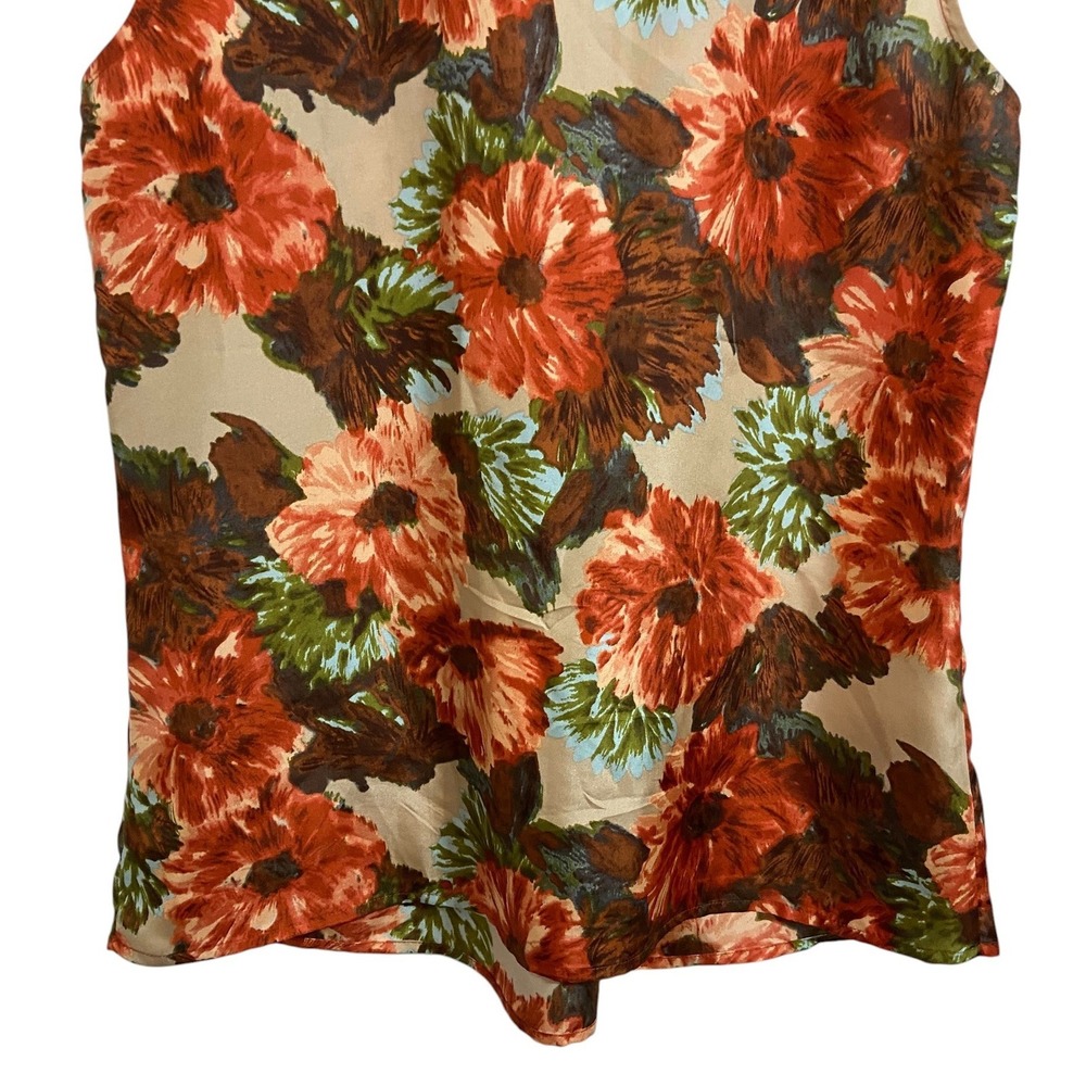 Talbots 100% Silk Floral Sleeveless Blouse Pleated Neck Romantic Boho Feminine 4 - Picture 9 of 9